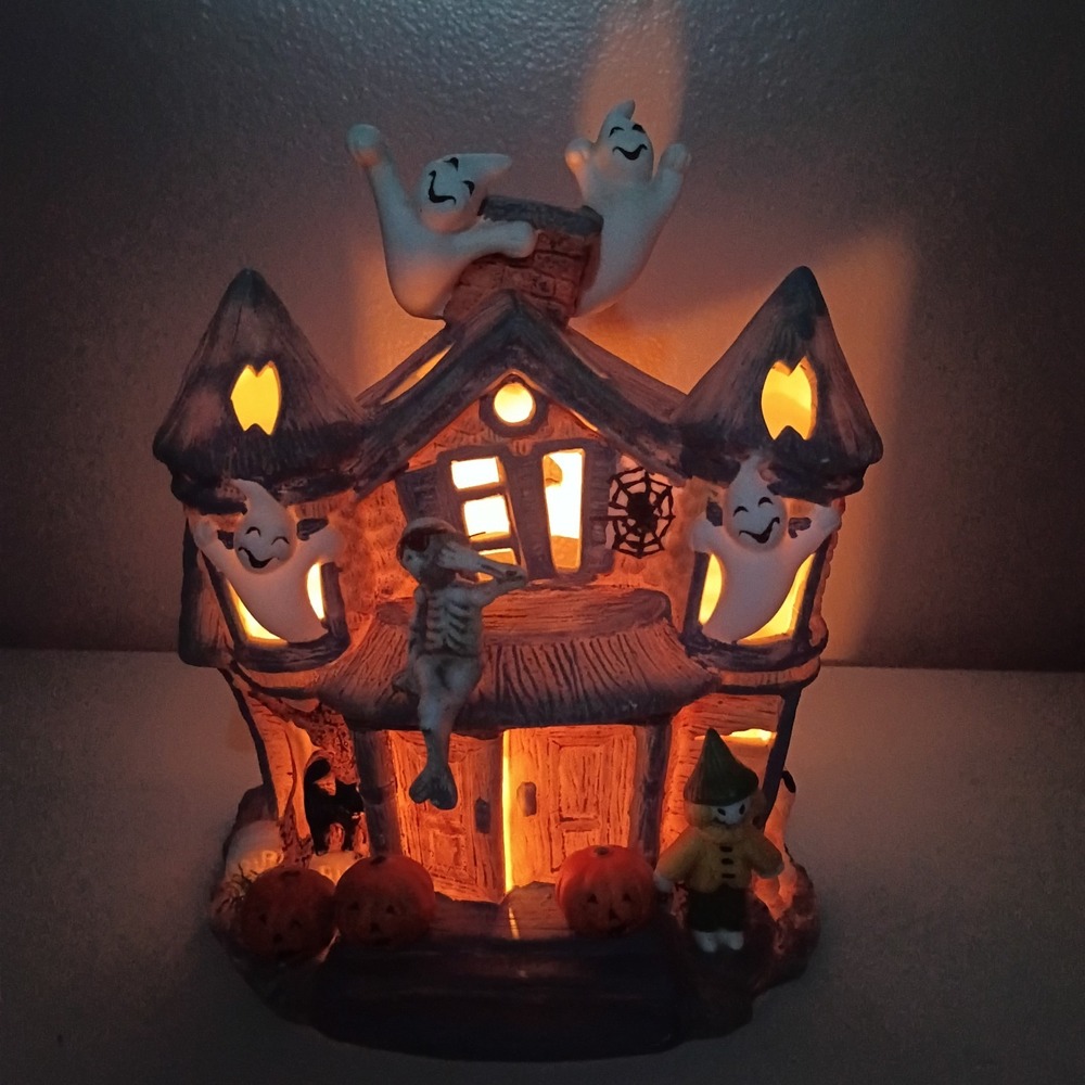 Partylite 8" Halloween Haunted House Ghost Tea light Candle Holder P7311 RETIRED